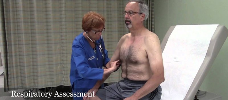 respiratory assessment of an old male patient"